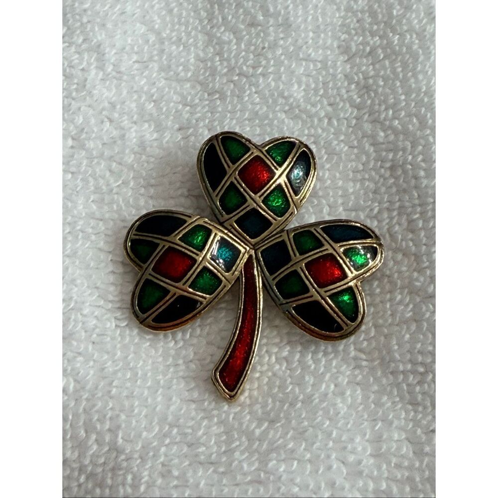 SOLDOR BROOCH Pin PENDANT ENAMEL Celtic IRISH SHAMROCK CLOVER St PATRICKS DAY